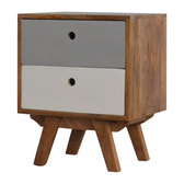 Two Tone Hand Painted Bedside Table | Hand-Painted Mango Wood