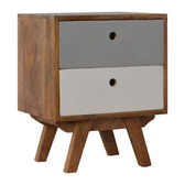 Two Tone Hand Painted Bedside Table | Hand-Painted Mango Wood