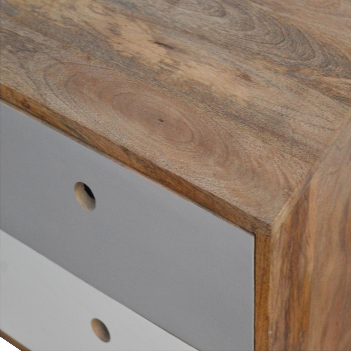 Two Tone Hand Painted Bedside Table | Hand-Painted Mango Wood