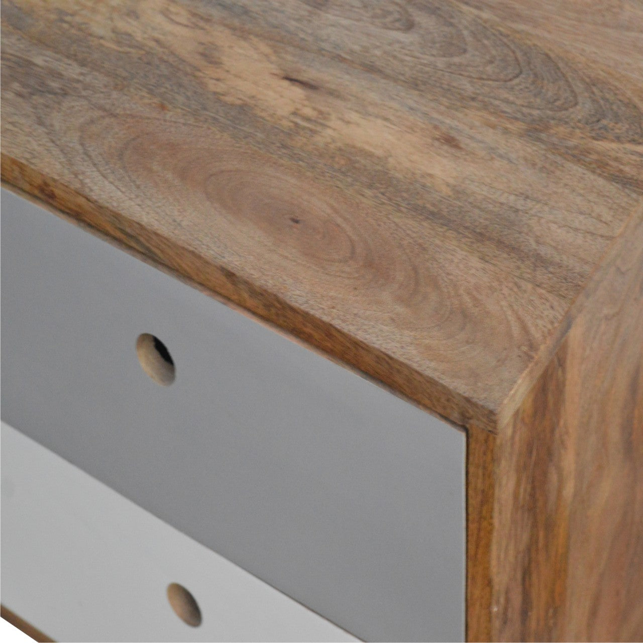 Two Tone Hand Painted Bedside Table | Hand-Painted Mango Wood