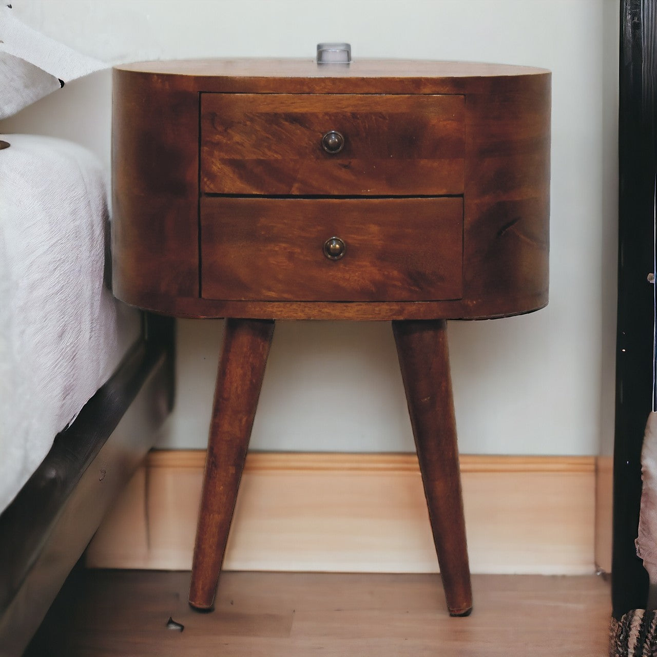 Chestnut Bedside with Reading Light Bedside Table