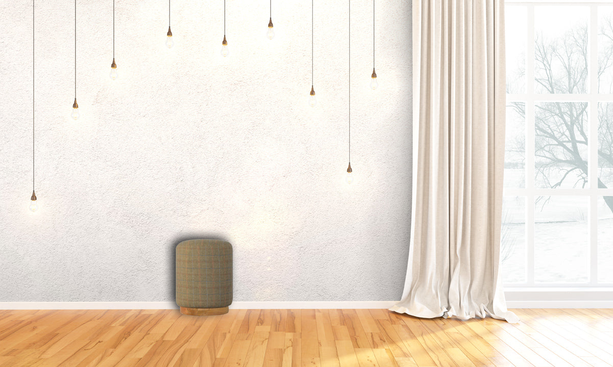 Multi Tweed Round Footstool