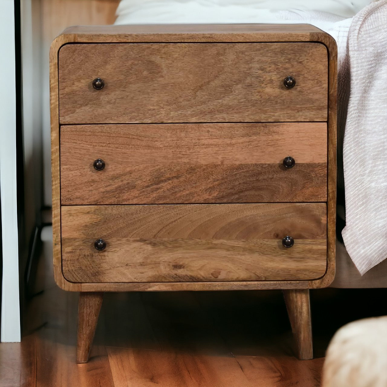Mini Curved Oak-ish Chest of Drawers