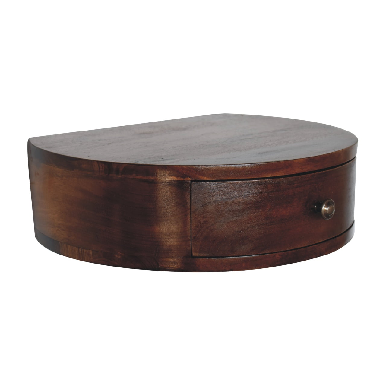Lunar 1-Drawer Floating Bedside Table | Chestnut Mango Wood Wall-Mounted