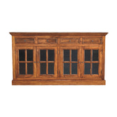 Large Glazed Sideboard Chest of Drawers | Chestnut Solid Mango Wood