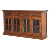 Large Glazed Sideboard Chest of Drawers | Chestnut Solid Mango Wood