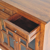 Large Glazed Sideboard Chest of Drawers | Chestnut Solid Mango Wood