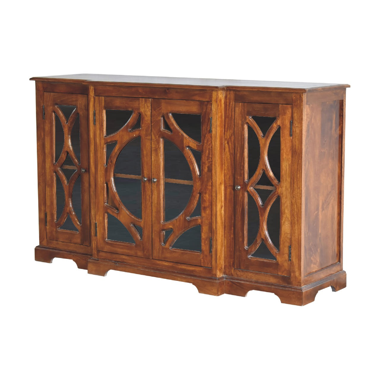 Glazed Carve Chestnut Sideboard Chest of Drawers