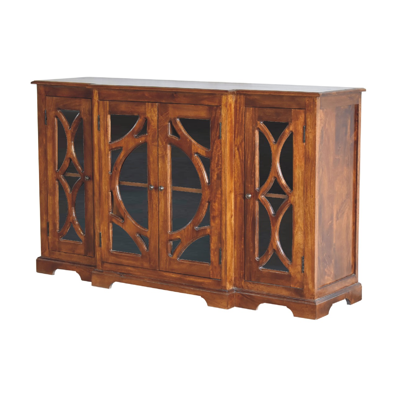 Glazed Carve Chestnut Sideboard Chest of Drawers