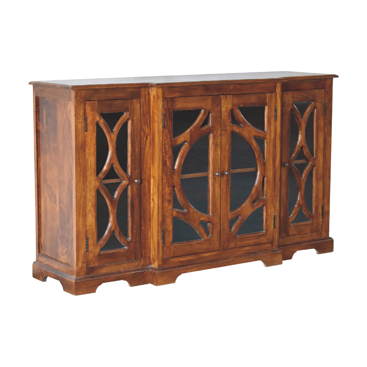 Glazed Carve Chestnut Sideboard Chest of Drawers