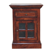 Cherry Bedside with Glazed Door Bedside Table