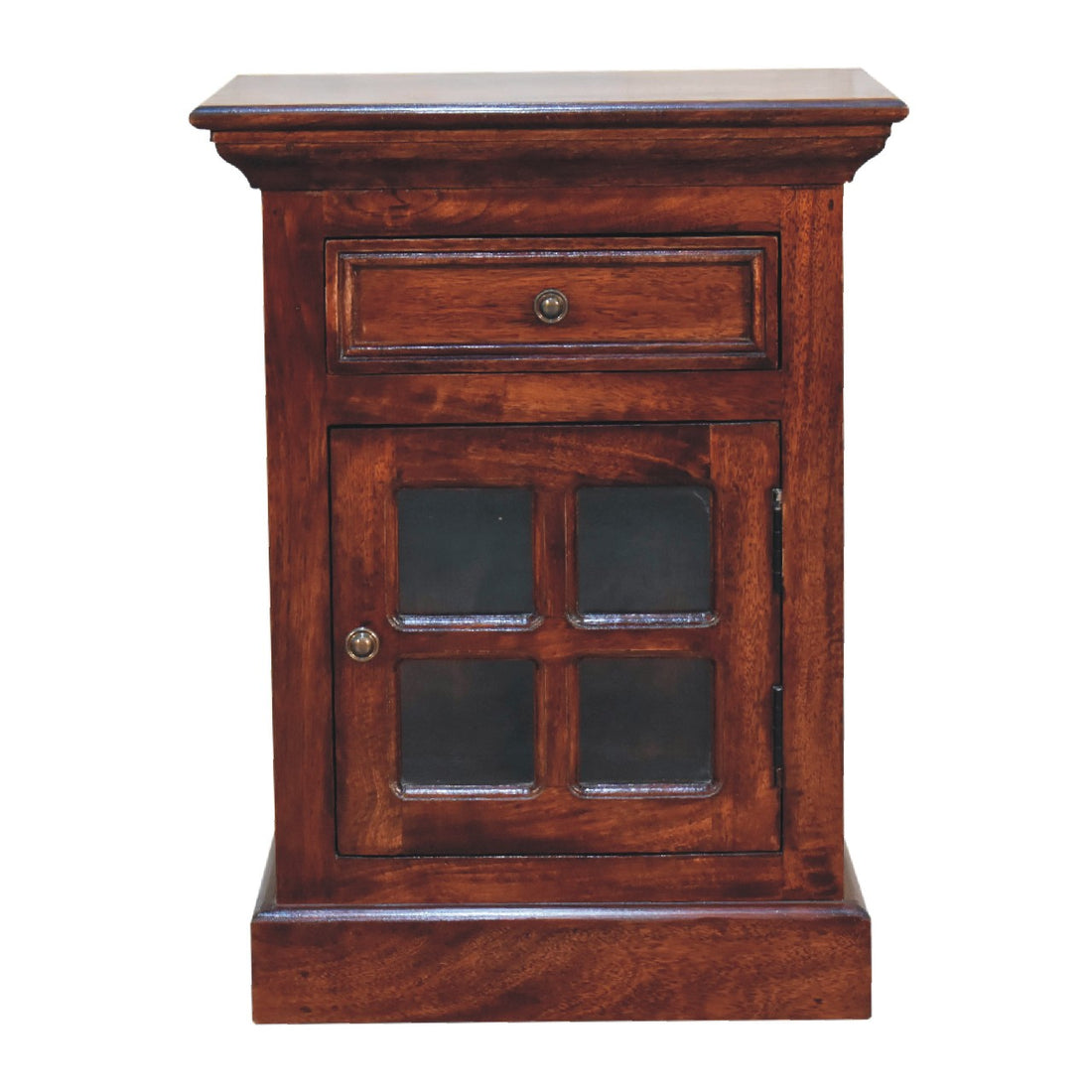 Cherry Bedside with Glazed Door Bedside Table