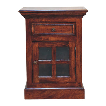 Cherry Bedside with Glazed Door Bedside Table