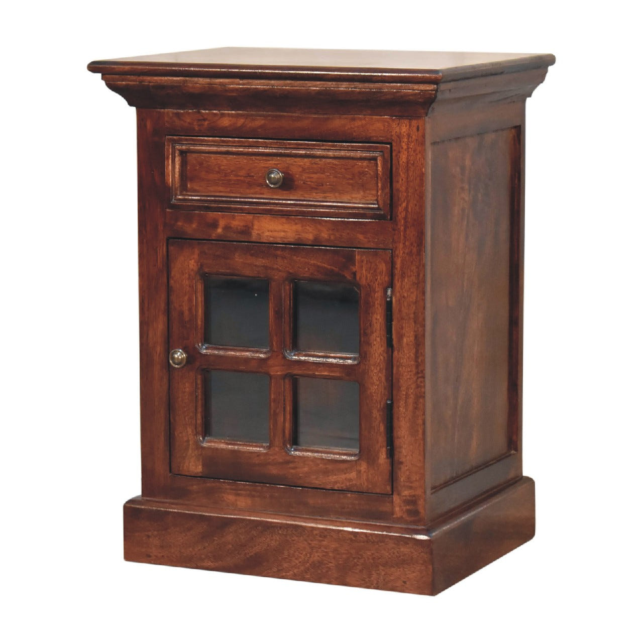 Cherry Bedside with Glazed Door Bedside Table