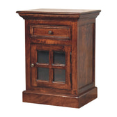 Cherry Bedside with Glazed Door Bedside Table
