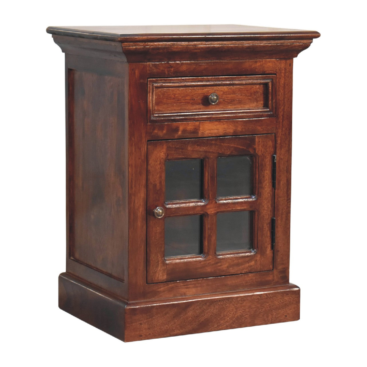 Cherry Bedside with Glazed Door Bedside Table