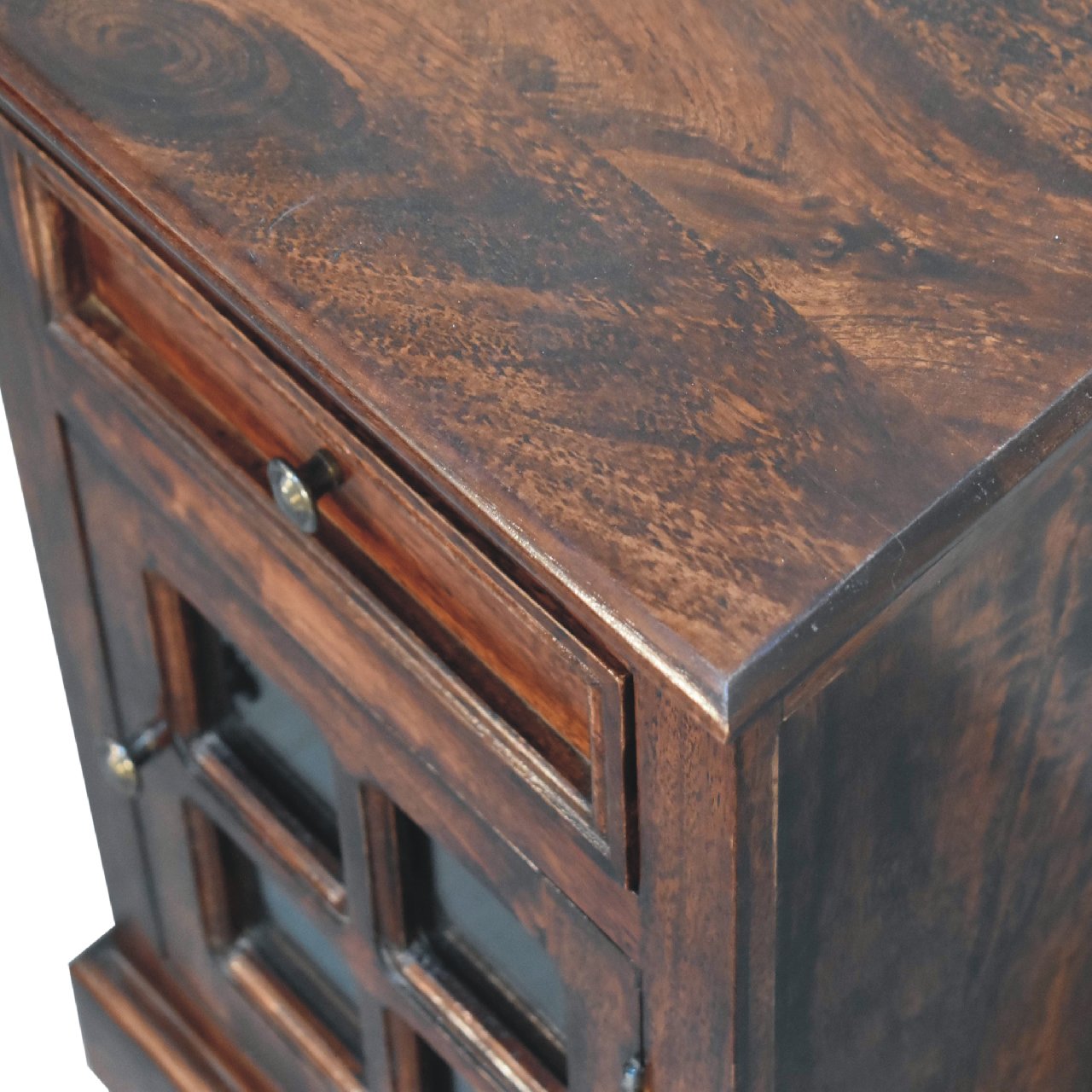 Cherry Bedside with Glazed Door Bedside Table