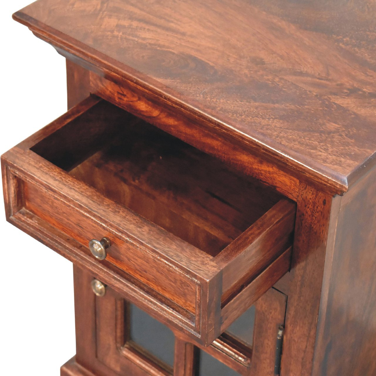 Cherry Bedside with Glazed Door Bedside Table