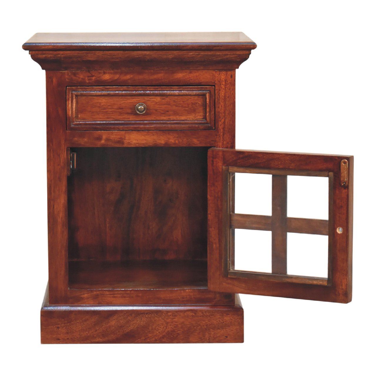 Cherry Bedside with Glazed Door Bedside Table