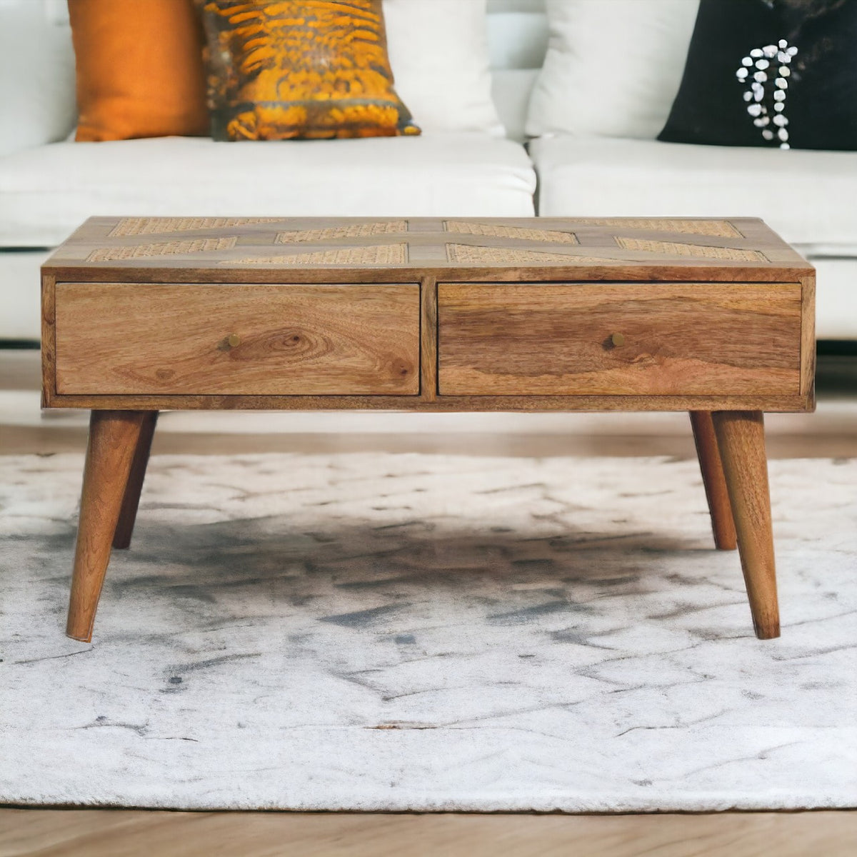 Woven Aztec Coffee Table | Oak Mango Wood