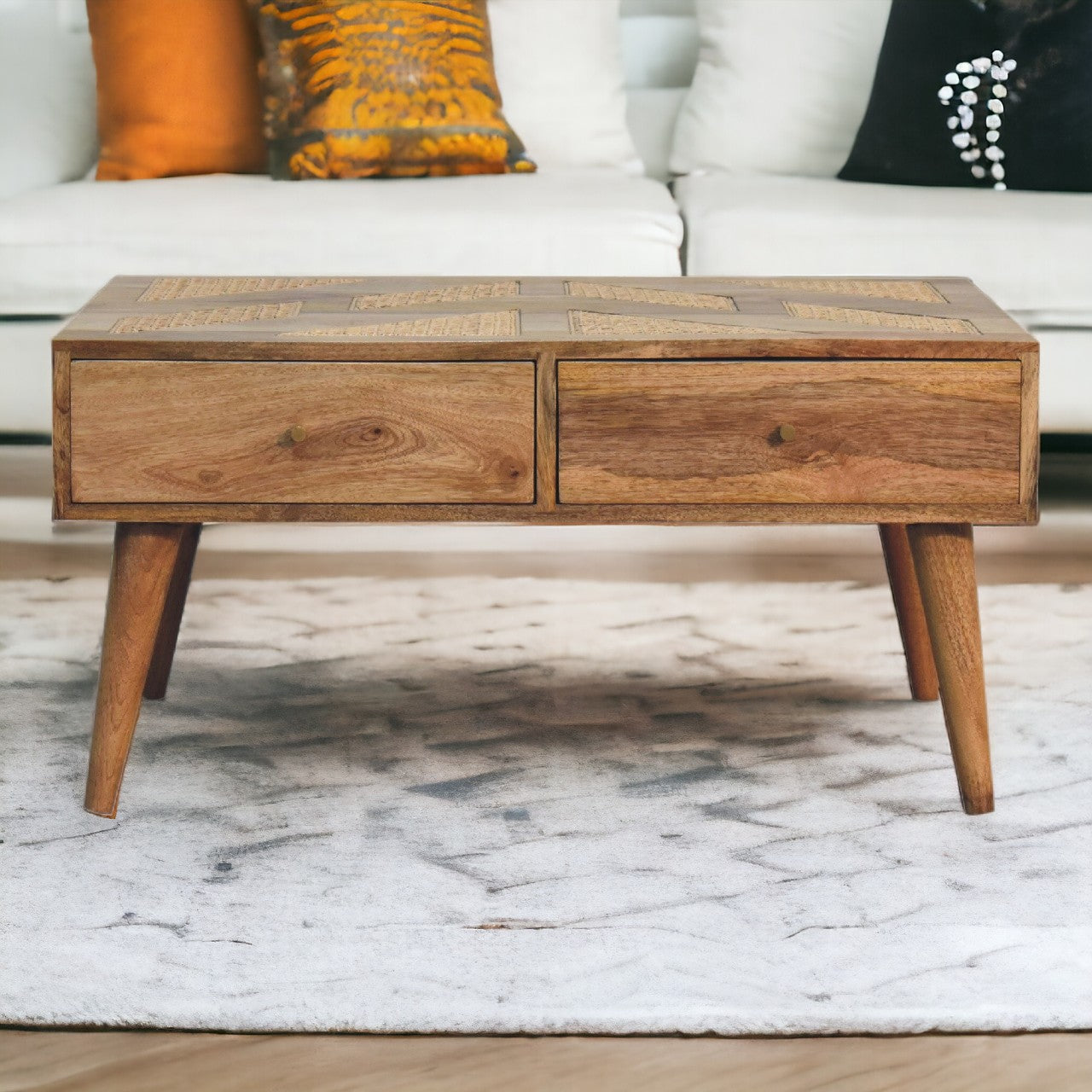 Woven Aztec Coffee Table | Oak Mango Wood