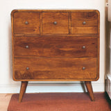 3 over 2 Curved Chestnut Chest of Drawers