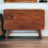 2-Drawer Curved Chestnut Chest of Drawers