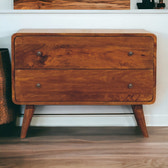 2-Drawer Curved Chestnut Chest of Drawers