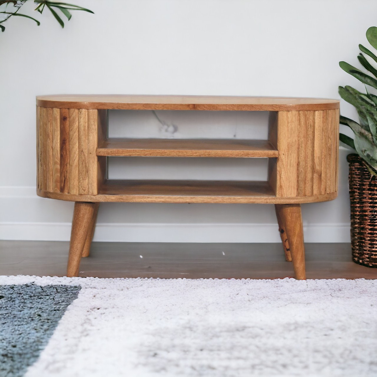 Stripe TV Media Unit | Oak-Ish Mango Wood