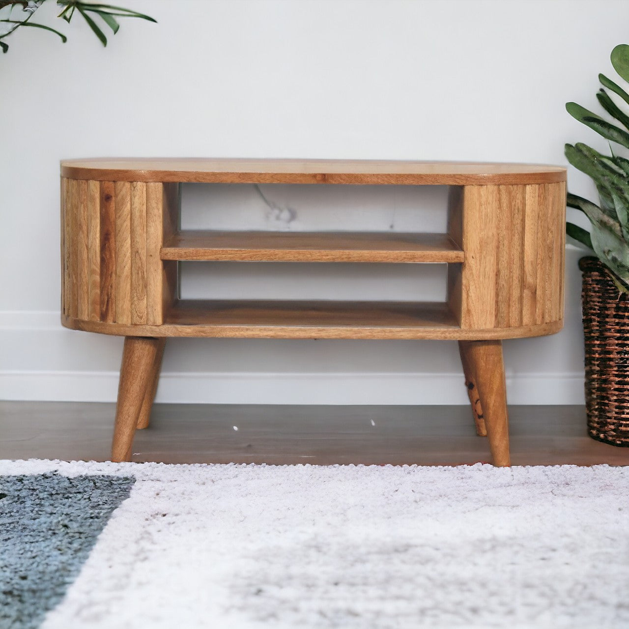Stripe TV Media Unit | Oak-Ish Mango Wood