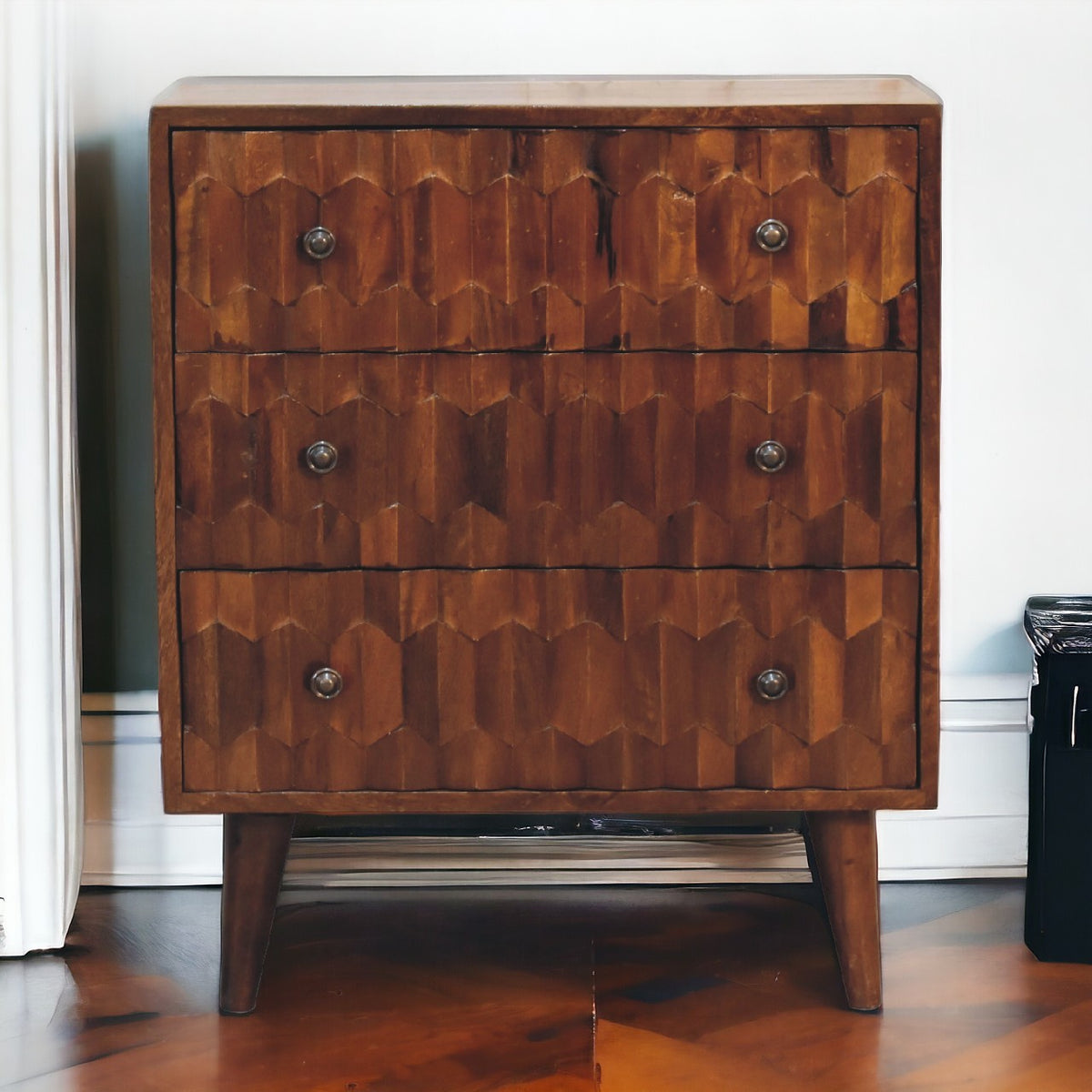 Chestnut Pineapple Carved Chest of Drawers | Hand-Carved