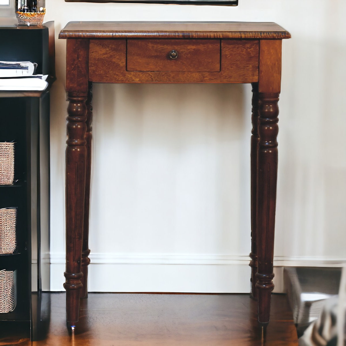 Chestnut Turned Leg Writing Desk | Hand-Carved
