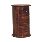 3-Drawer Chestnut Sheesham Drum Storage Bench Default Title