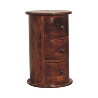 3-Drawer Chestnut Sheesham Drum Storage Bench