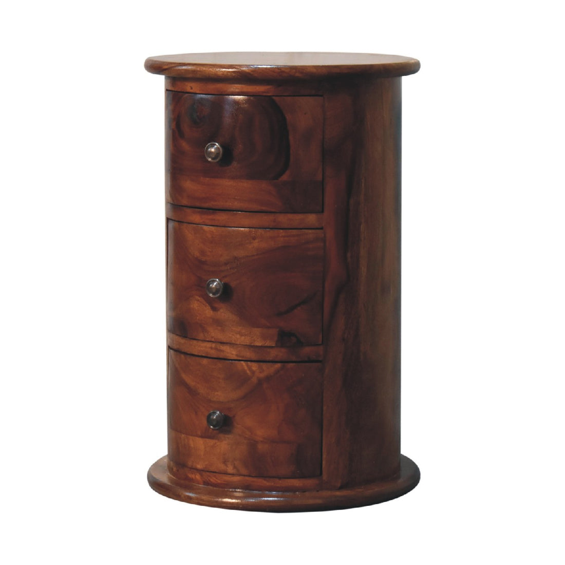 3-Drawer Chestnut Sheesham Drum Storage Bench Default Title