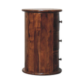3-Drawer Chestnut Sheesham Drum Storage Bench