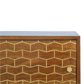 Gold Art Pattern Sideboard Chest of Drawers | Chestnut Solid Mango Wood