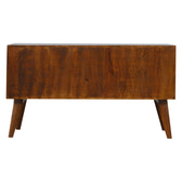 Gold Art Pattern Sideboard Chest of Drawers | Chestnut Solid Mango Wood