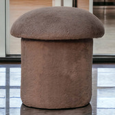 Mocha Faux Fur Mushroom Footstool
