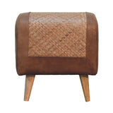 Seagrass Buffalo Square Footstool | Oak-Ish Buffalo Leather Default Title
