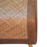 Seagrass Buffalo Square Footstool | Oak-Ish Buffalo Leather