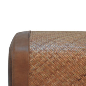 Seagrass Buffalo Square Footstool | Oak-Ish Buffalo Leather