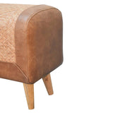 Seagrass Buffalo Square Footstool | Oak-Ish Buffalo Leather