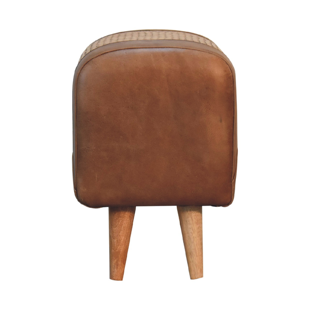 Seagrass Buffalo Square Footstool | Oak-Ish Buffalo Leather