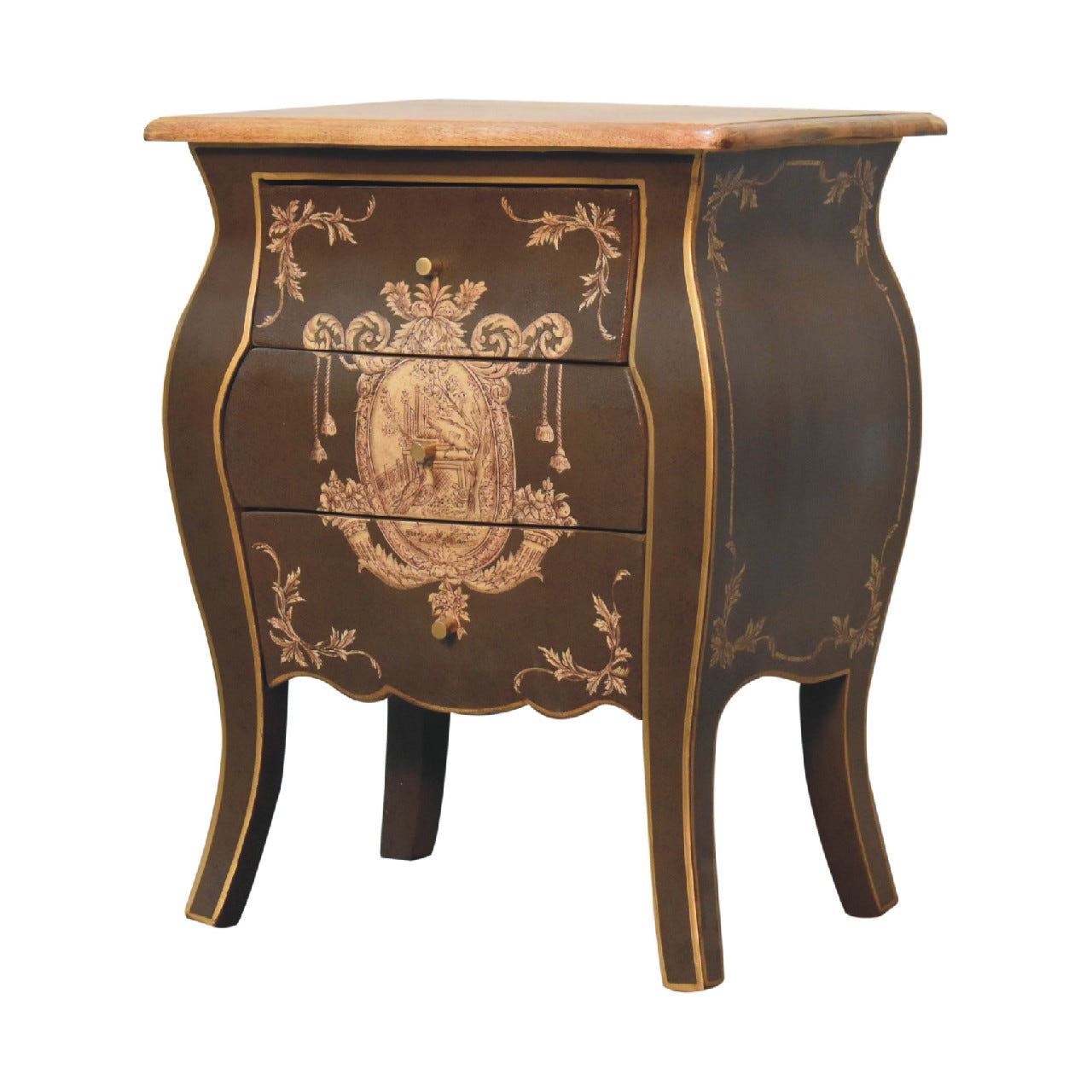 Coroner Bedside Table | Hand-Painted Solid Mango Wood