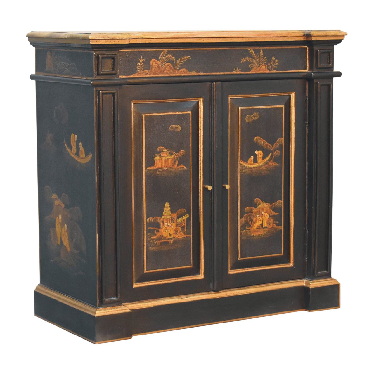 Oriental Wine Chest of Drawers | Hand-Painted Solid Mango Wood