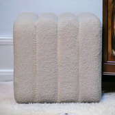 White Wavy Boucle Footstool