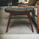 Harbour Green Footstool | Buffalo Leather