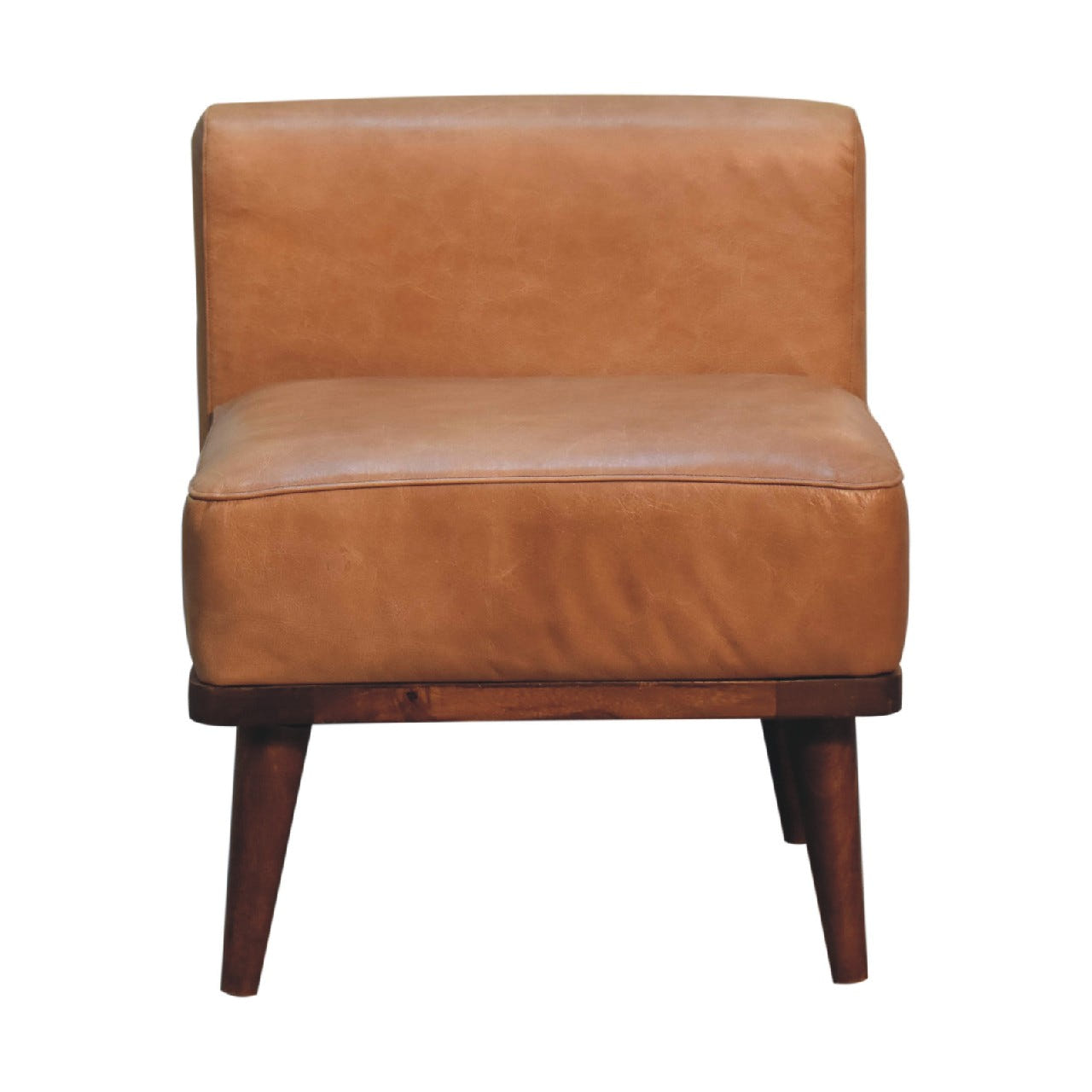 Tan Buffalo Backrest Footstool | Chestnut Solid Mango Wood Default Title