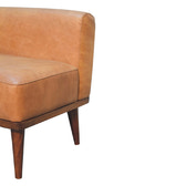 Tan Buffalo Backrest Footstool | Chestnut Solid Mango Wood